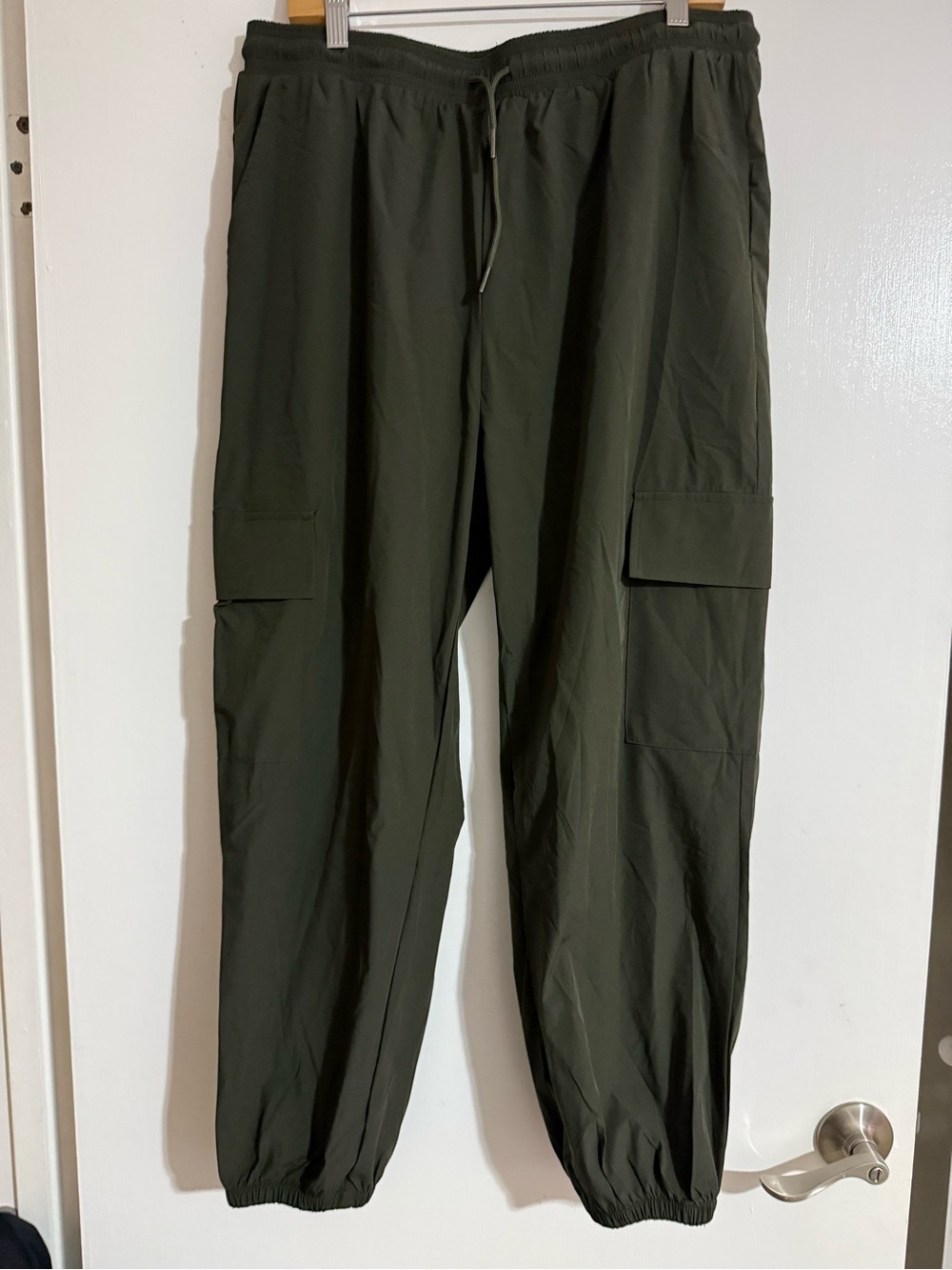 Women’s Olive Cargo Jogger Pants - Elastic Waist & Cuffs